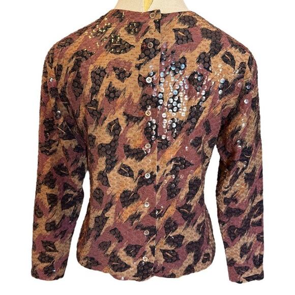 VTG Liz Claiborne Collection 100% Silk Sequin Cardigan Blouse Top Sz 4P Sparkle - Picture 3 of 9